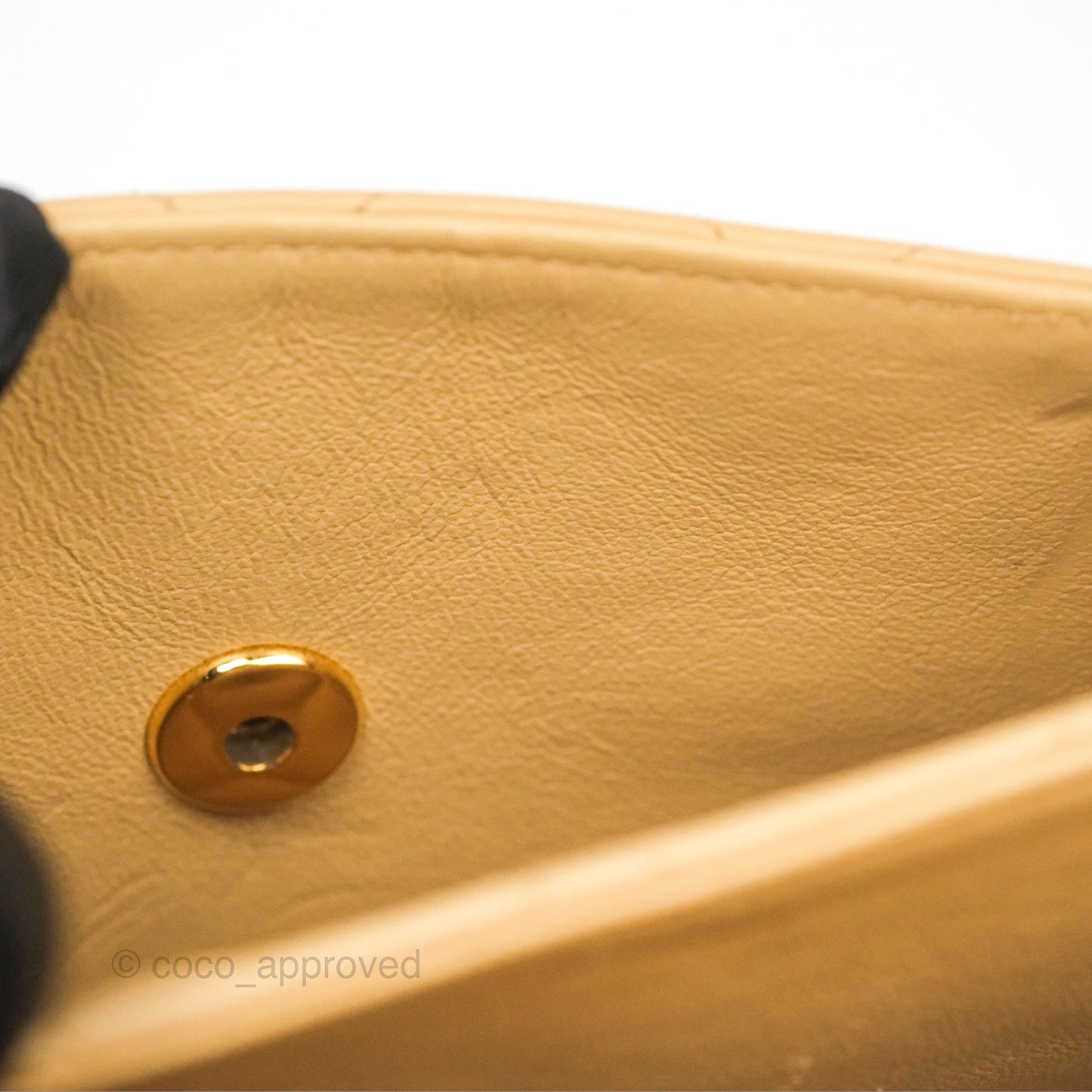 Chanel Vintage Round Flap Bag Quilted Beige Lambskin Gold Hardware