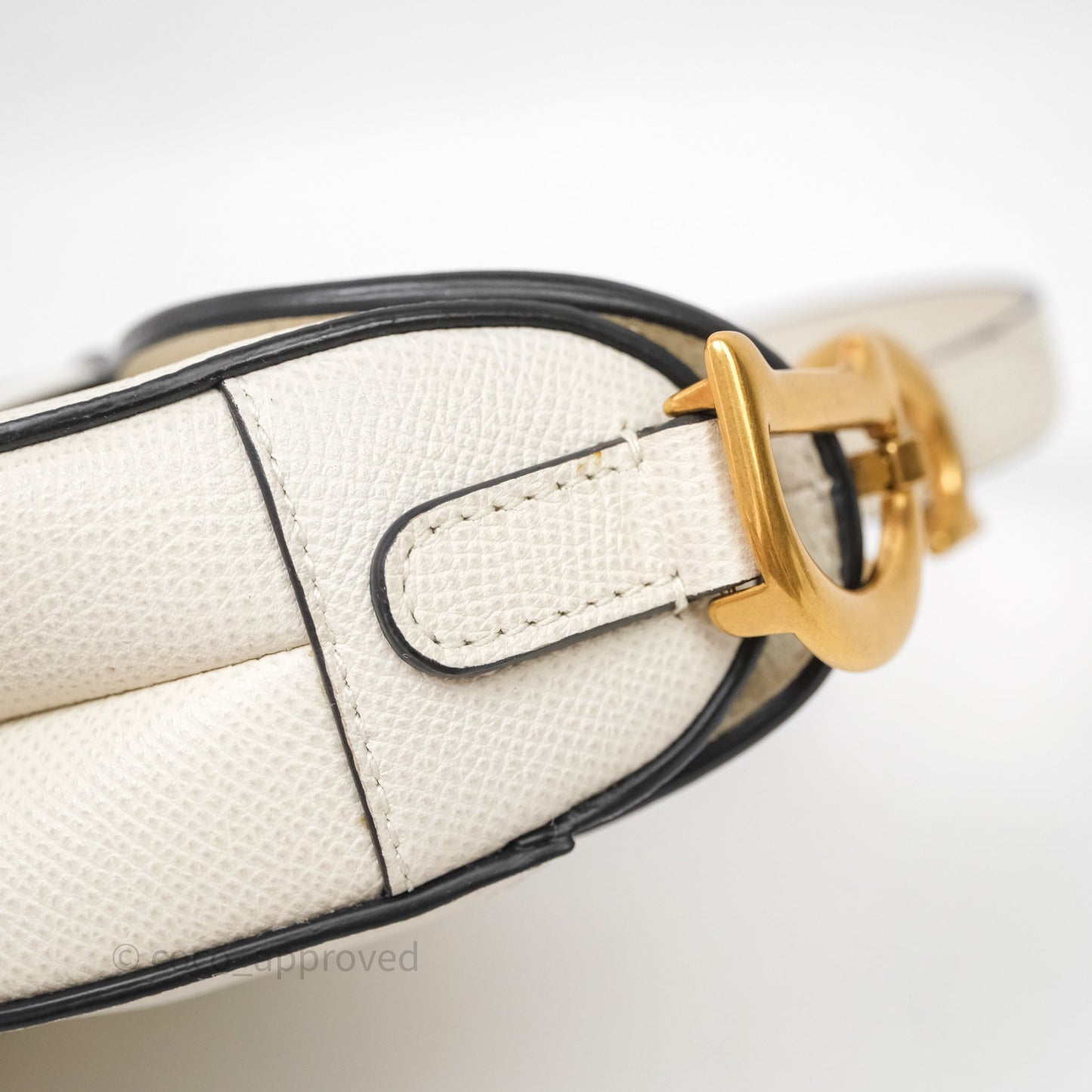 Christian Dior Mini Saddle Bag White Grained Calfskin Gold Hardware