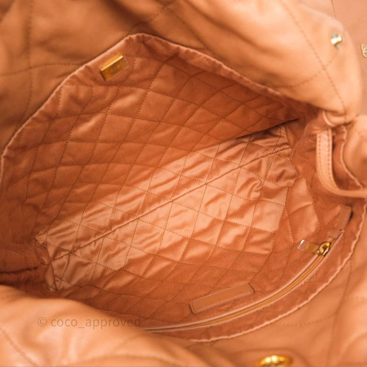 Chanel 22 Small Beige Caviar Aged Gold Hardware