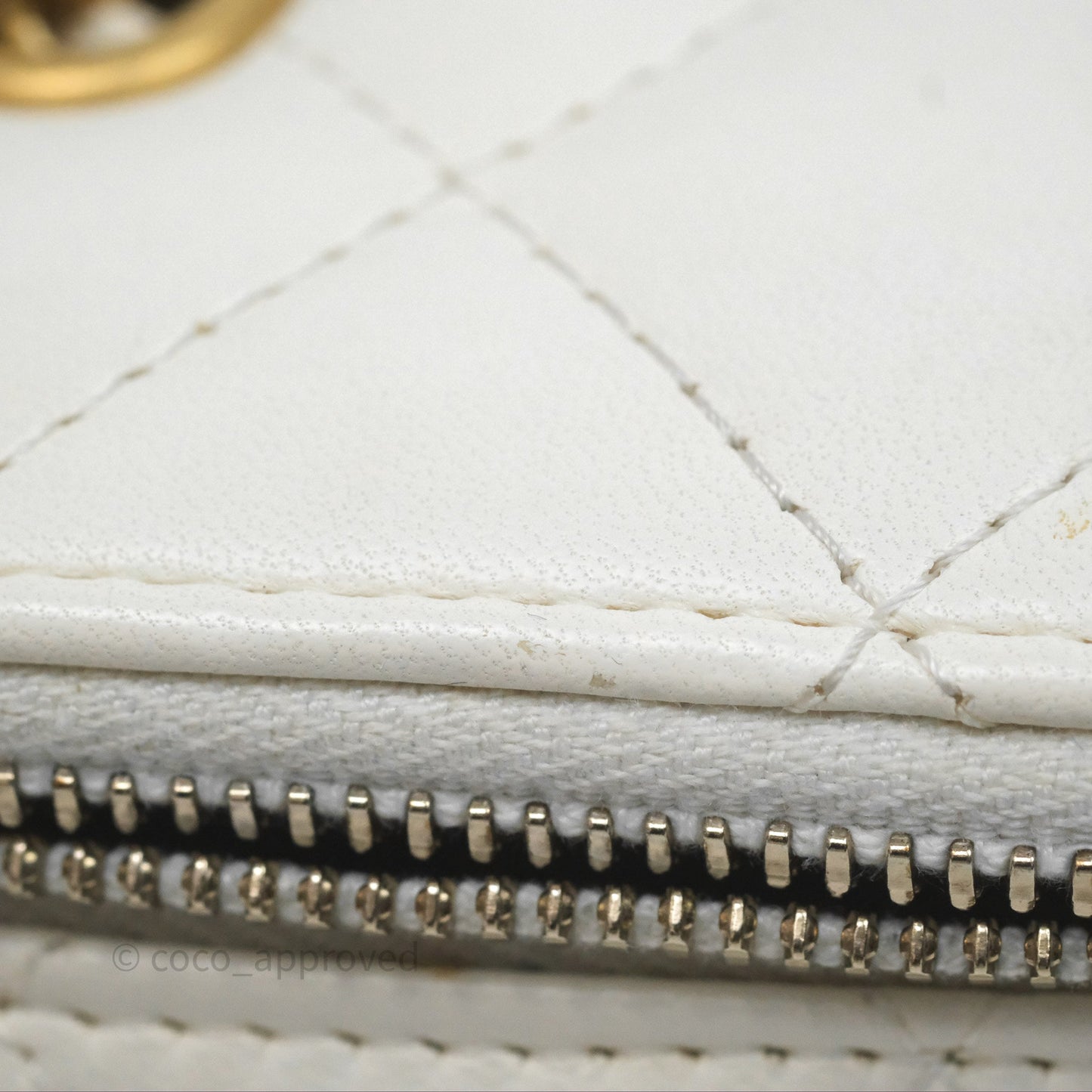 Chanel Mini Pearl Crush Vanity With Chain Ivory White Aged Gold Hardware