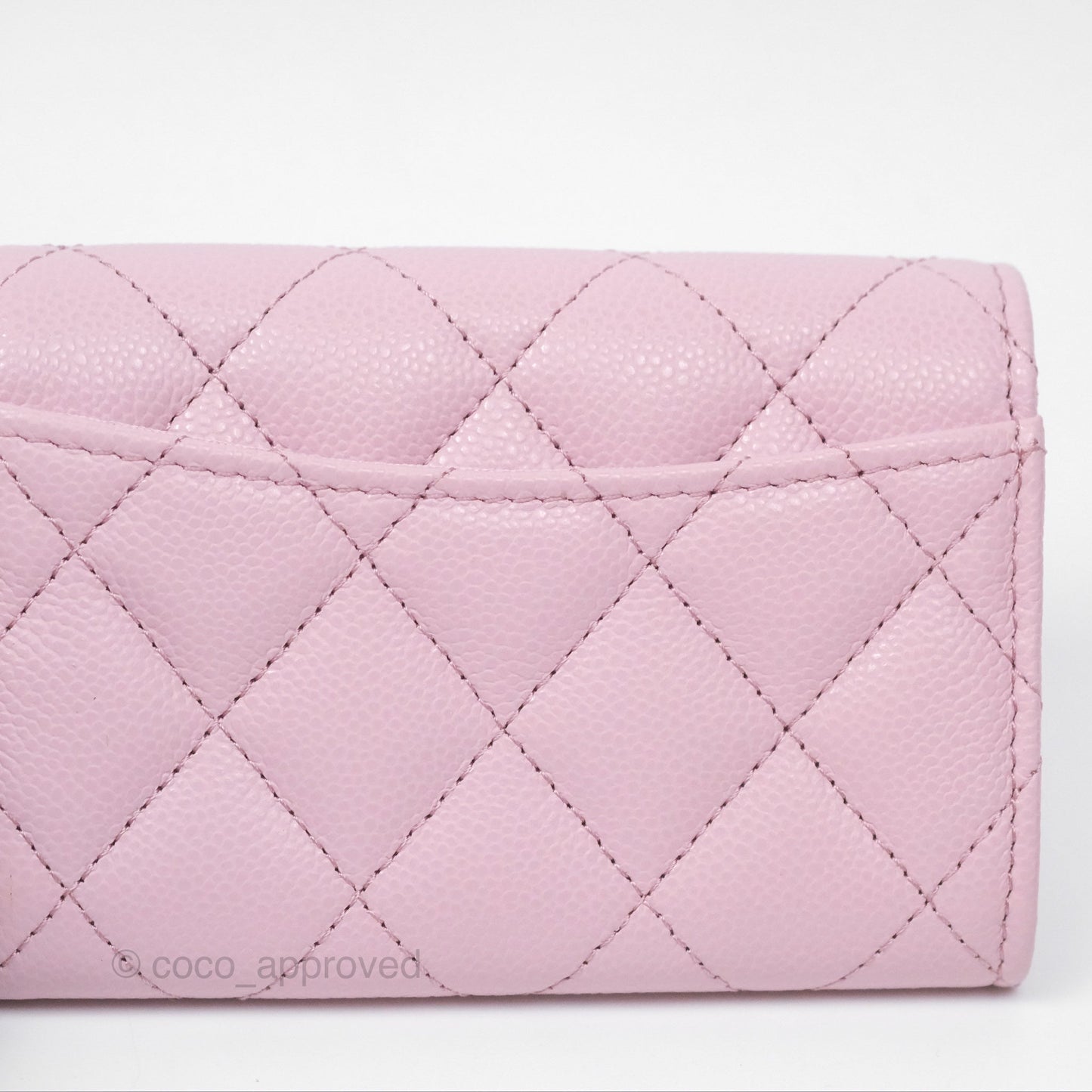 Chanel Quilted Flap Card Holder Caviar Pink Gold Hardware