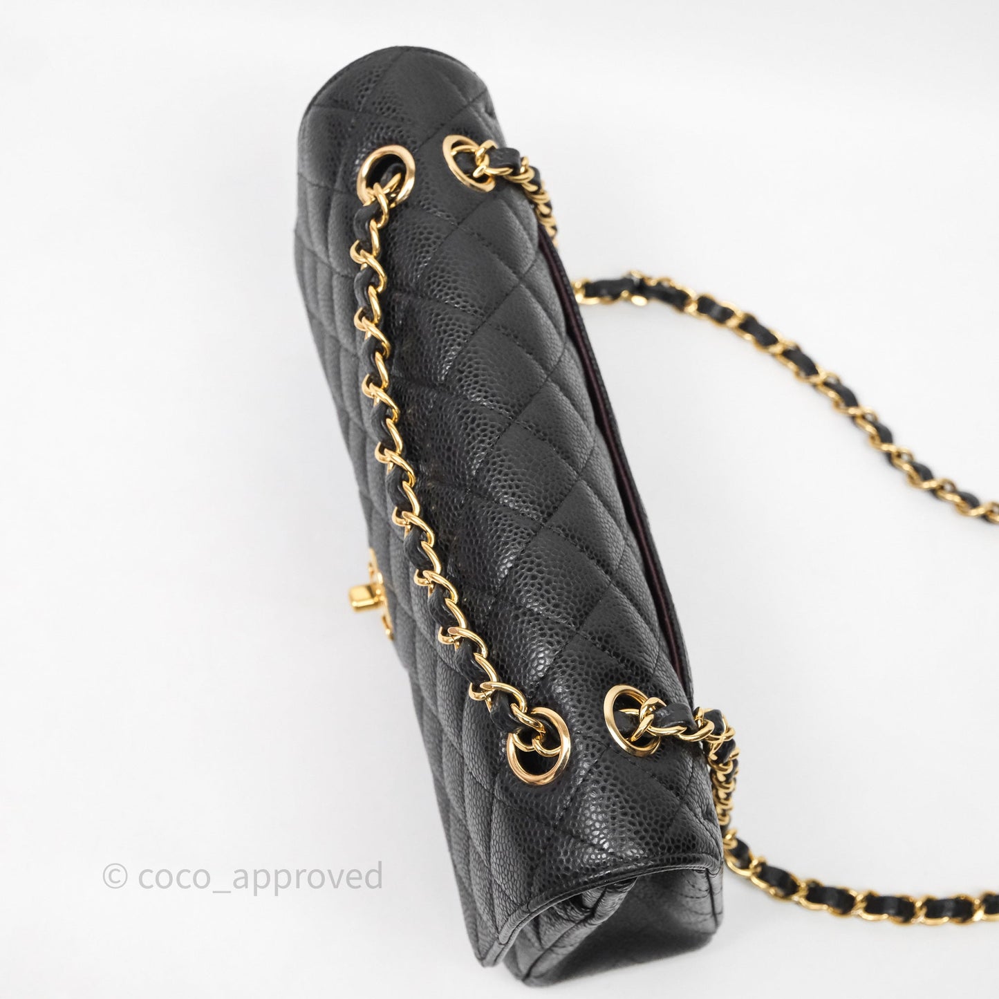 Chanel Classic M/L Medium Flap Quilted Black Caviar Gold Hardware