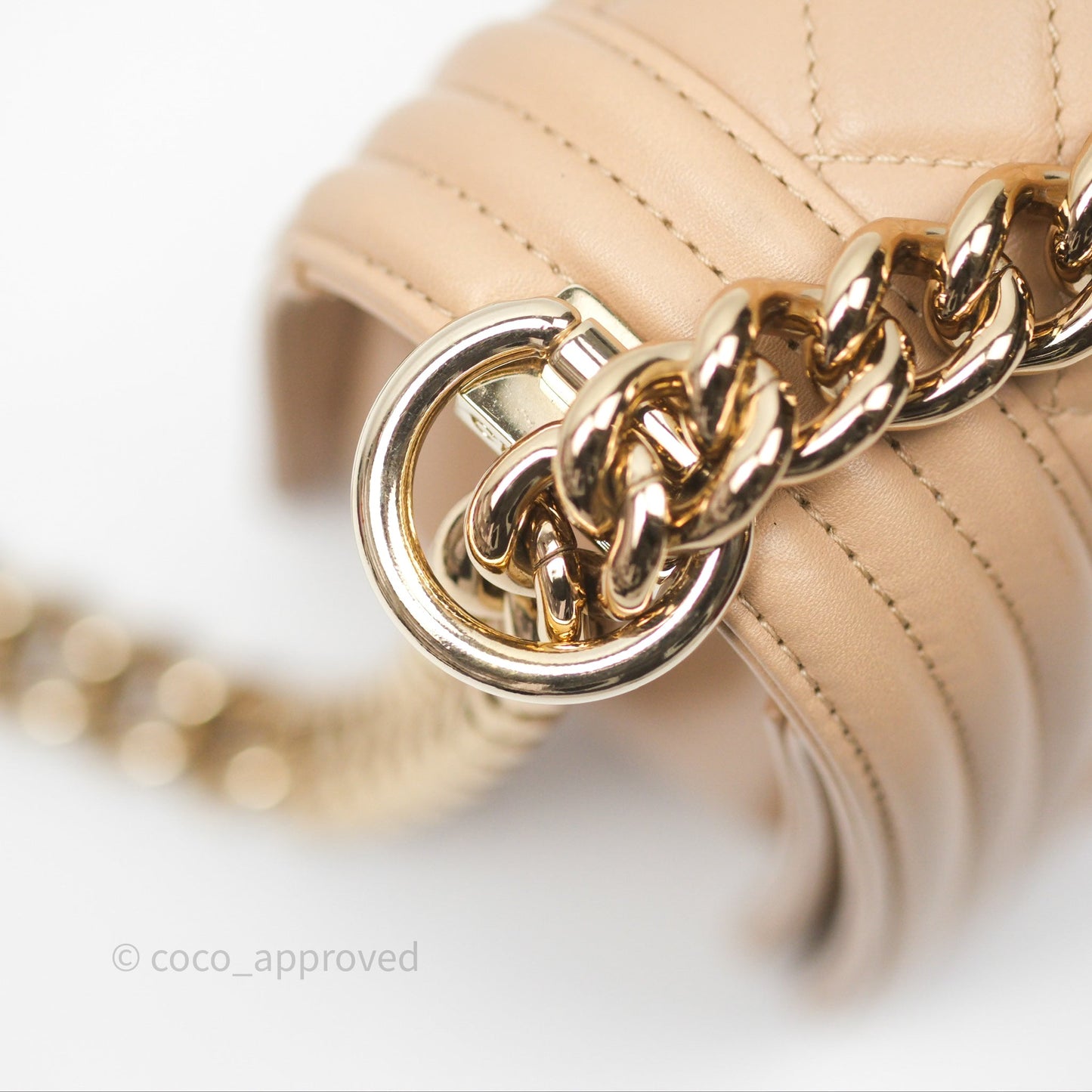 Chanel Boy Quilted Medium Beige Calfskin Gold Hardware