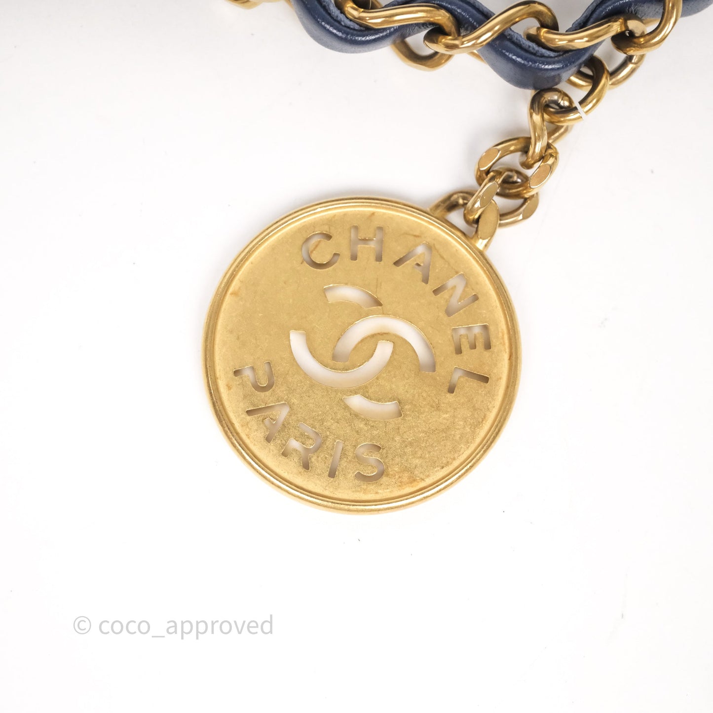 Chanel 22 Small Blue Shiny Calfskin Aged Gold Hardware