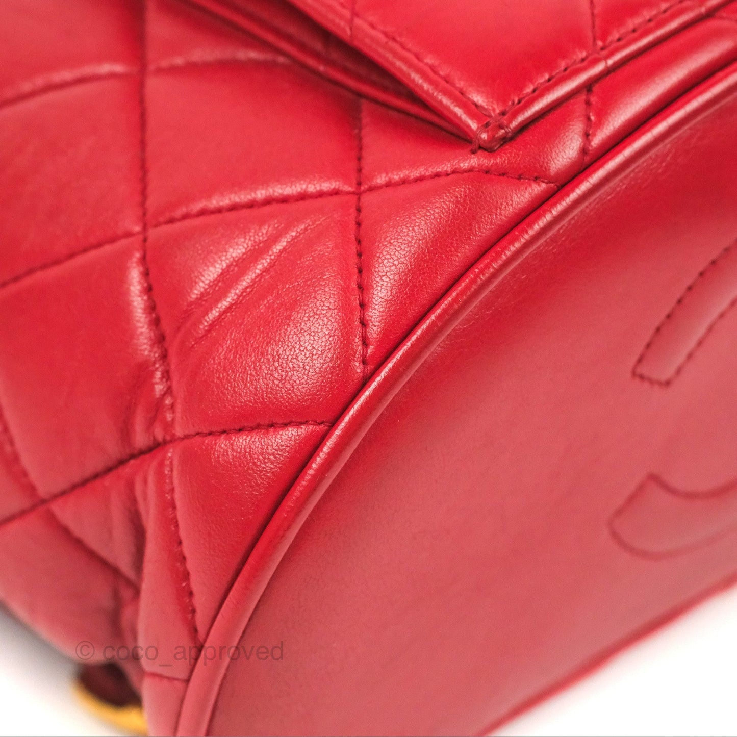 Chanel Vintage CC Duma Backpack Red Lambskin 24K Gold Hardware