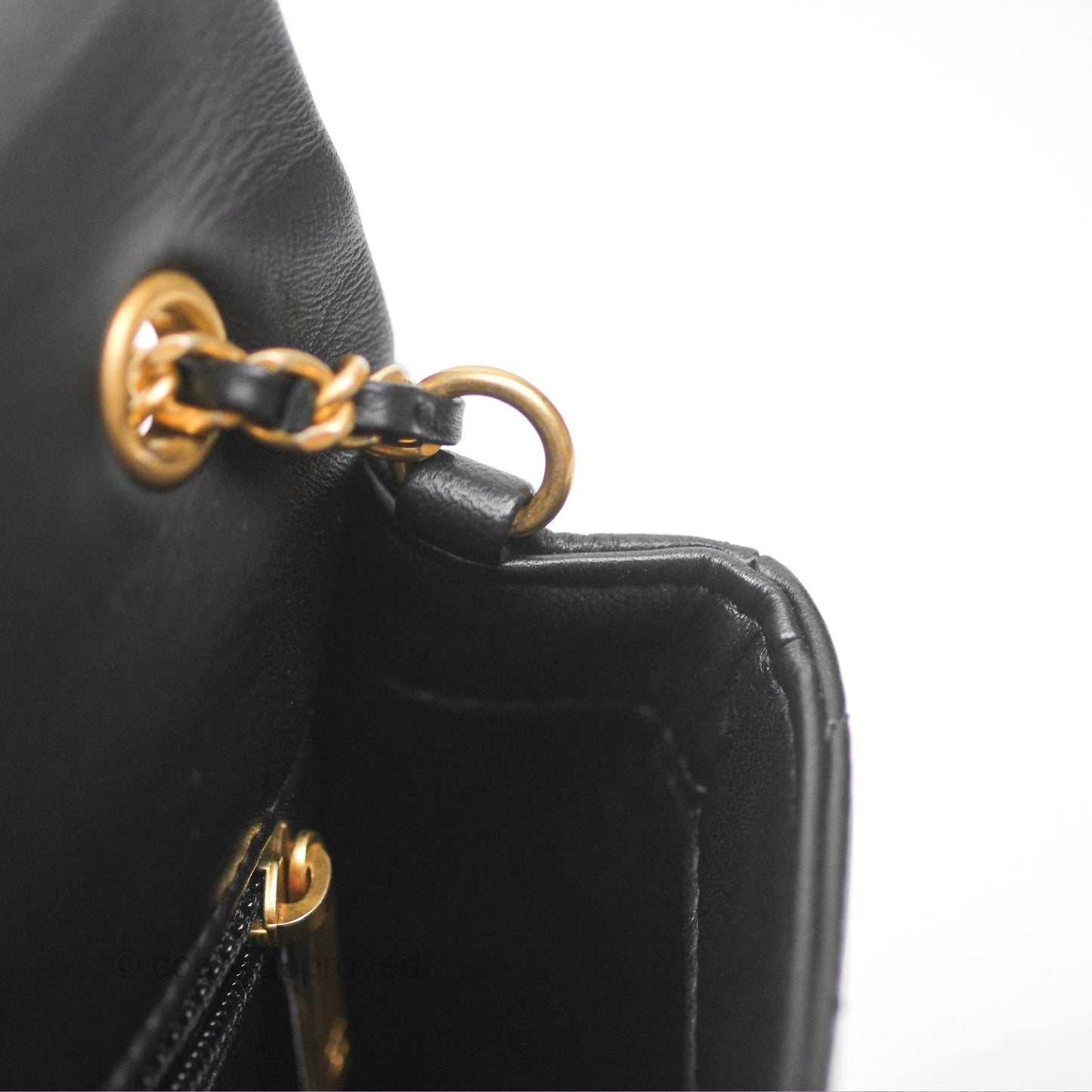 Chanel Mini Flap Bag With Heart CC Charm Black Lambskin Aged Gold Hardware