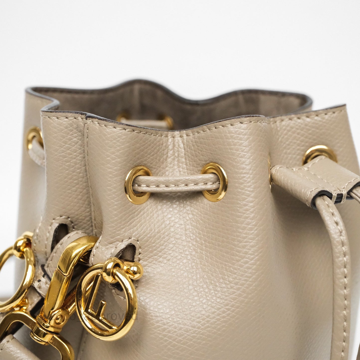 Fendi Mini Mon Tresor Bucket Bag Tortora Grained Calfskin