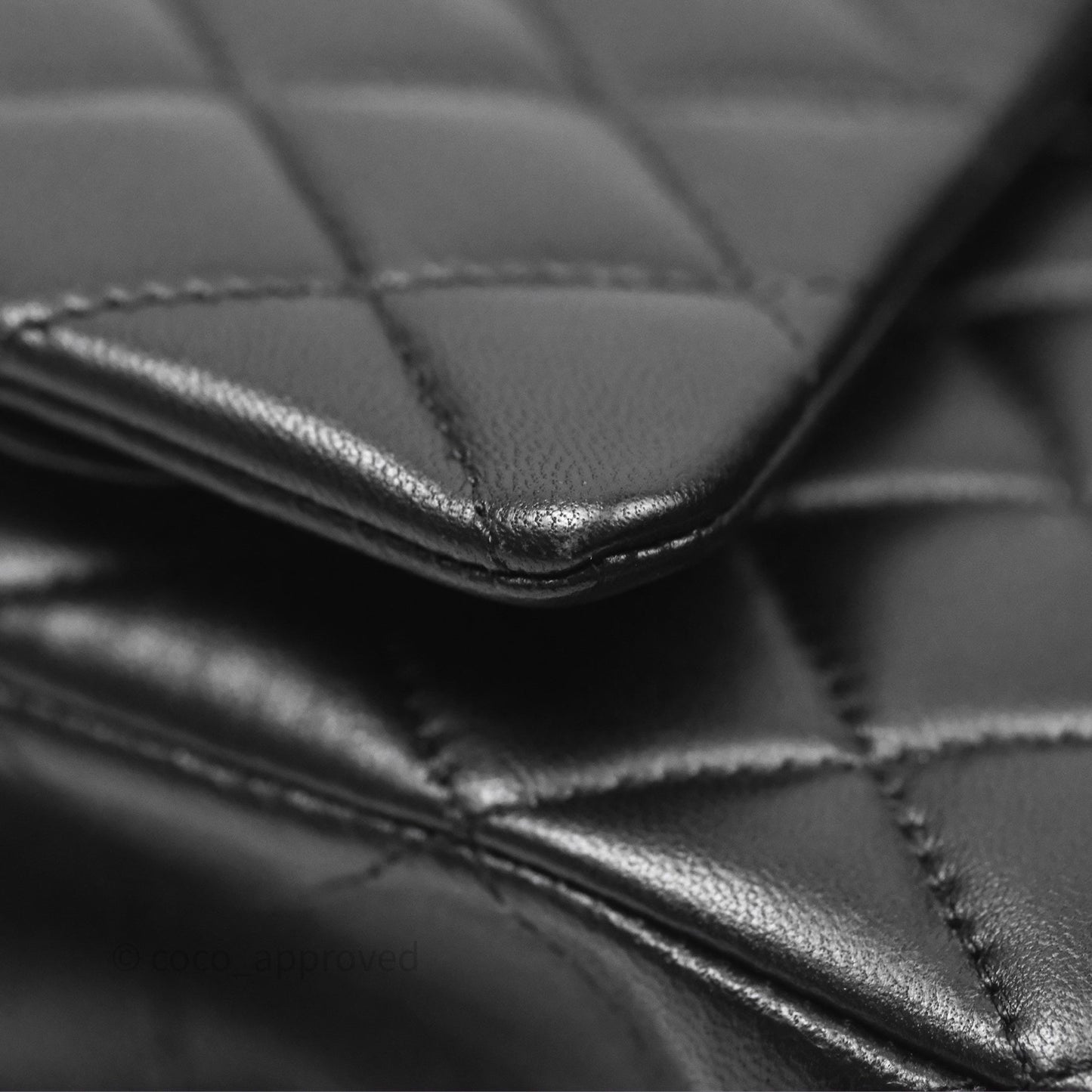 Chanel Classic M/L Medium Flap Quilted Black Lambskin Silver Hardware