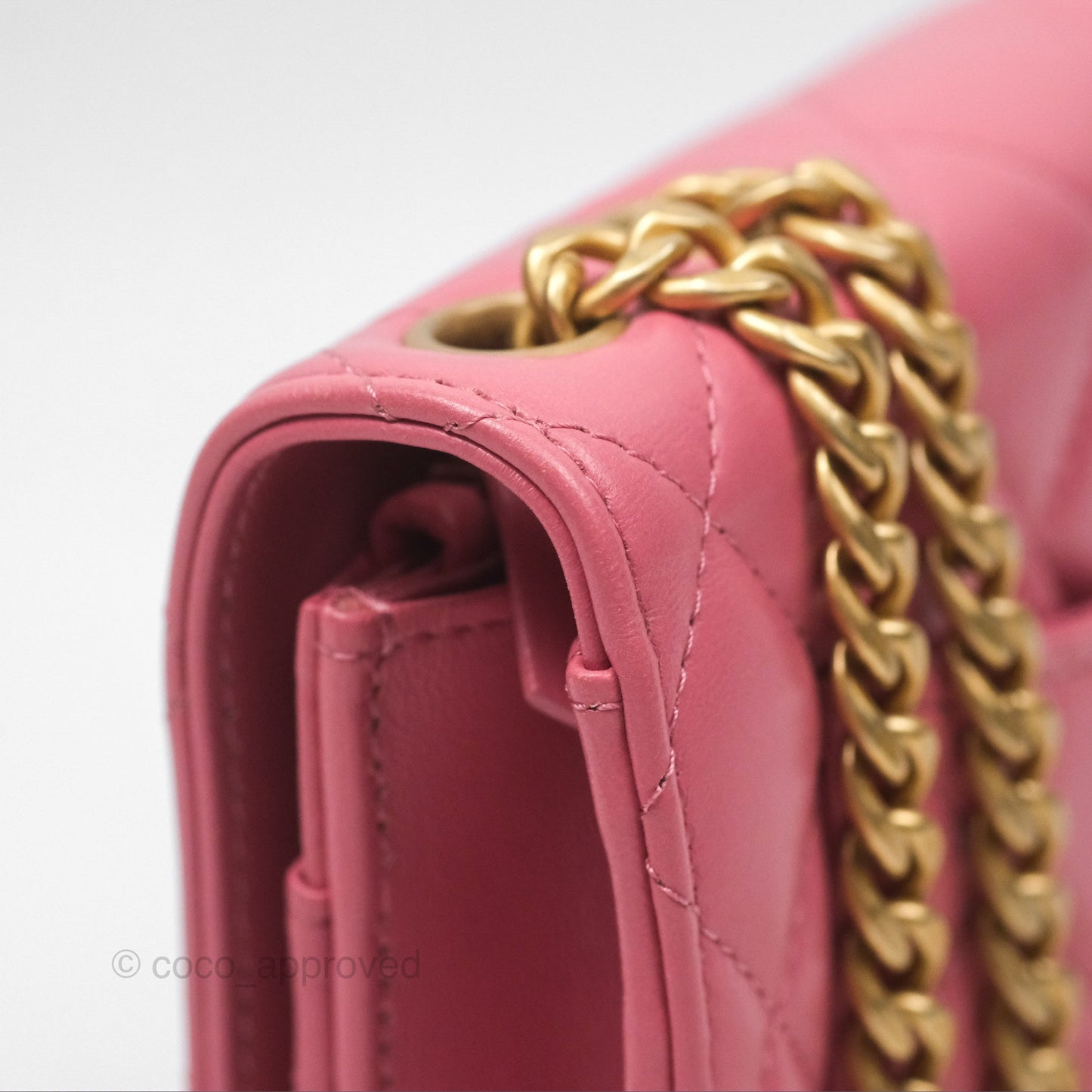 Chanel All Slide Wallet on Chain WOC Adjustable Chain Quilted Pink Lambskin