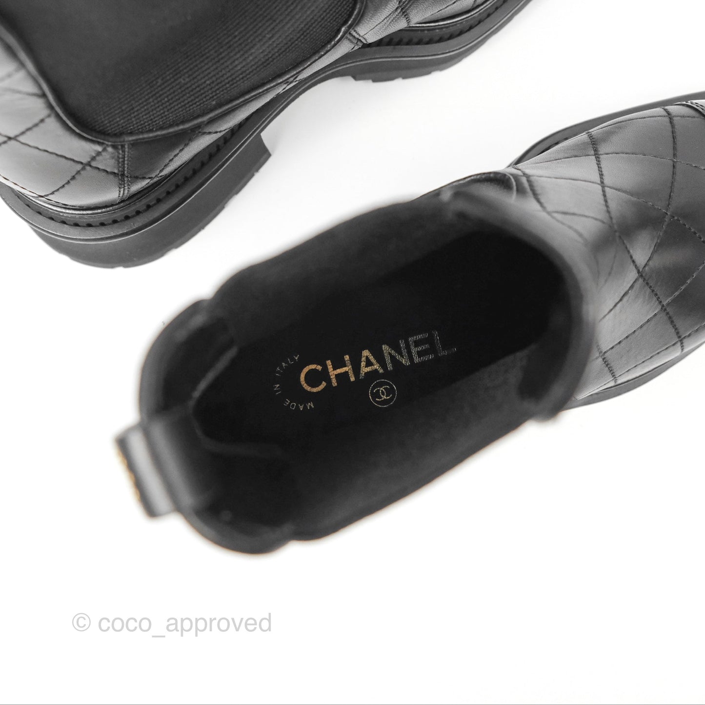 Chanel Ankle Boots Quilted Black Leather Size 39