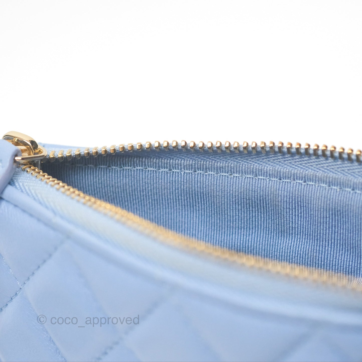 Chanel Quilted Mini O Case Blue Lambskin Gold Hardware