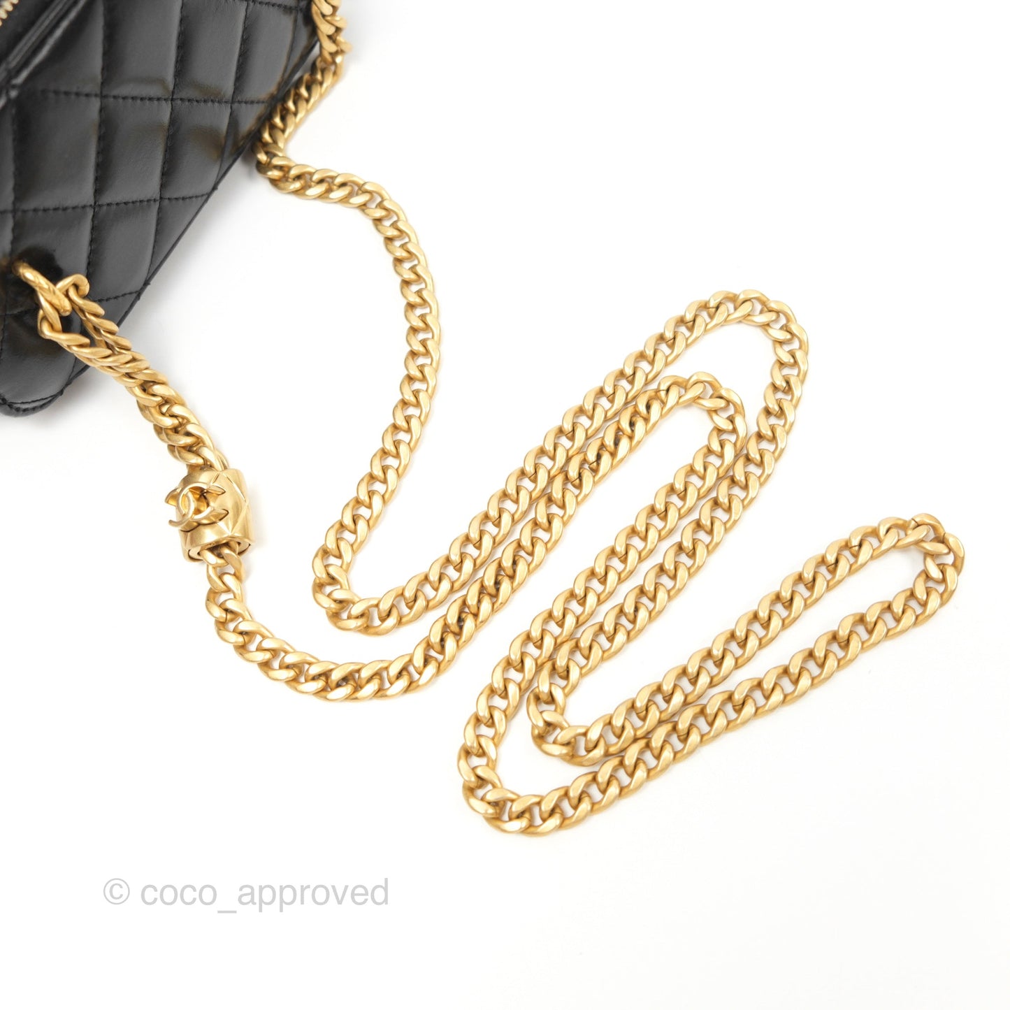 Chanel Vanity with Adjustable Chain Black Lambskin Aged Gold Hardware
