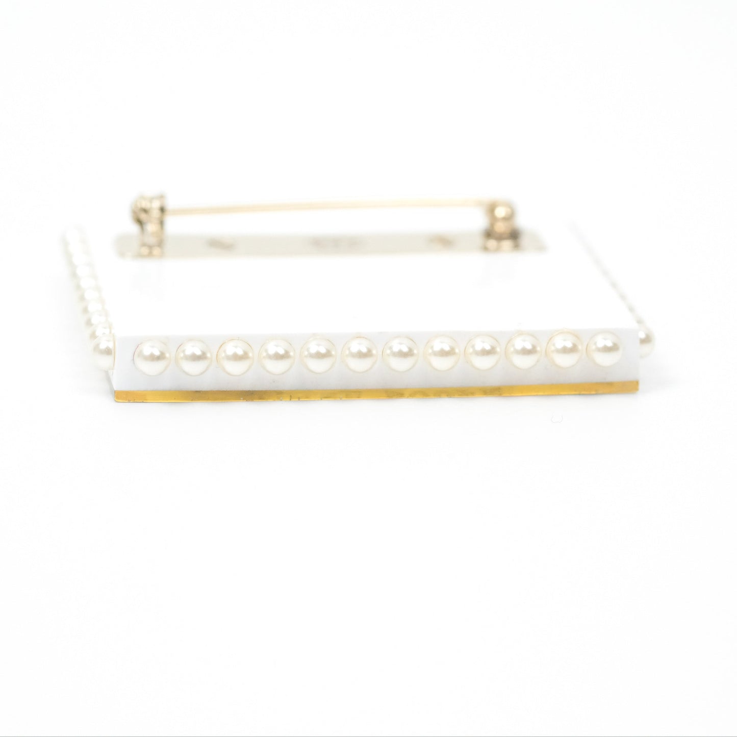 Chanel CC Postcard Pearl Brooch Gold Tone 19C