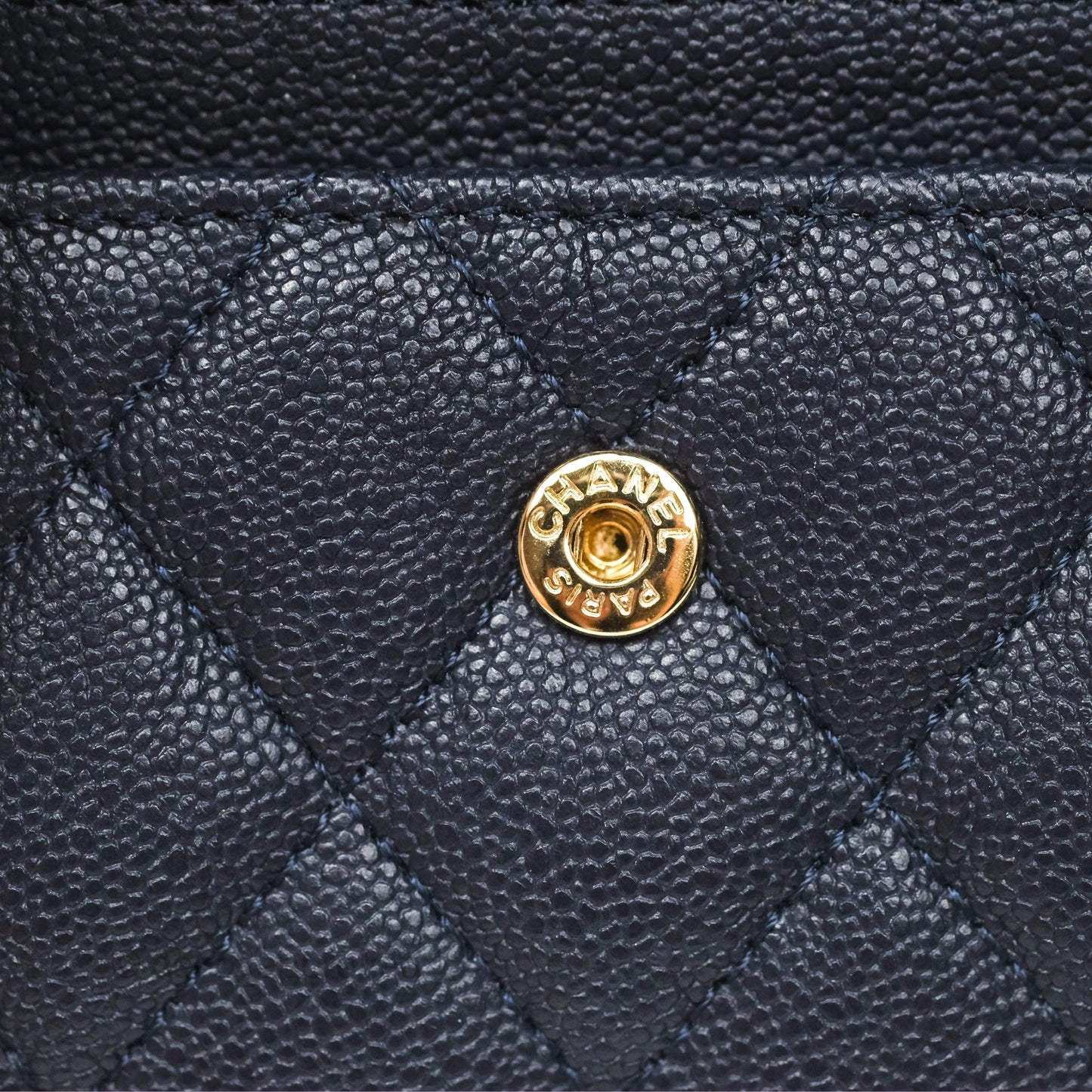 Chanel Quilted Boy Flap Card Holder Navy Caviar Gold Hardware