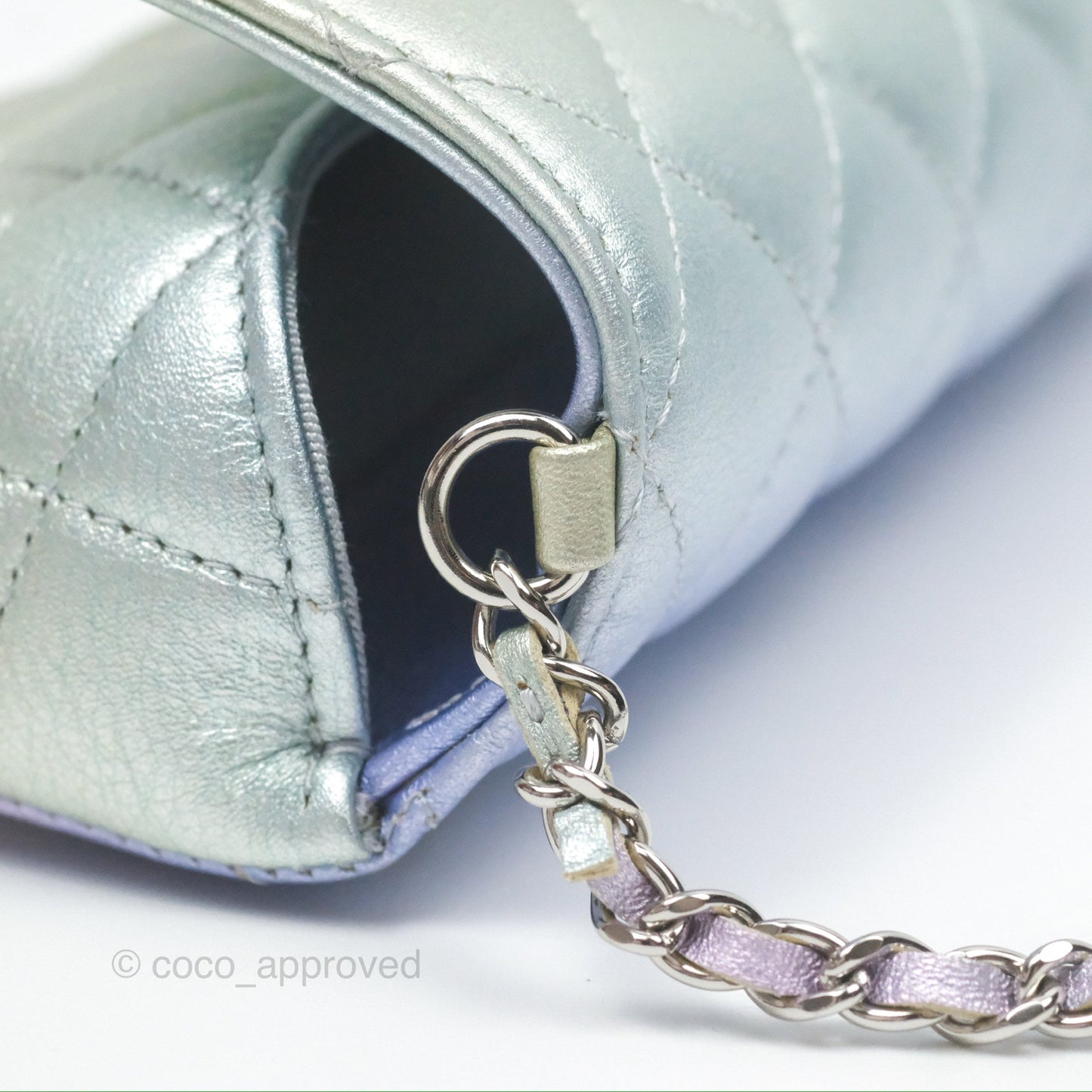 Chanel Quilted Case on Chain Iridescent Rainbow Calfskin
