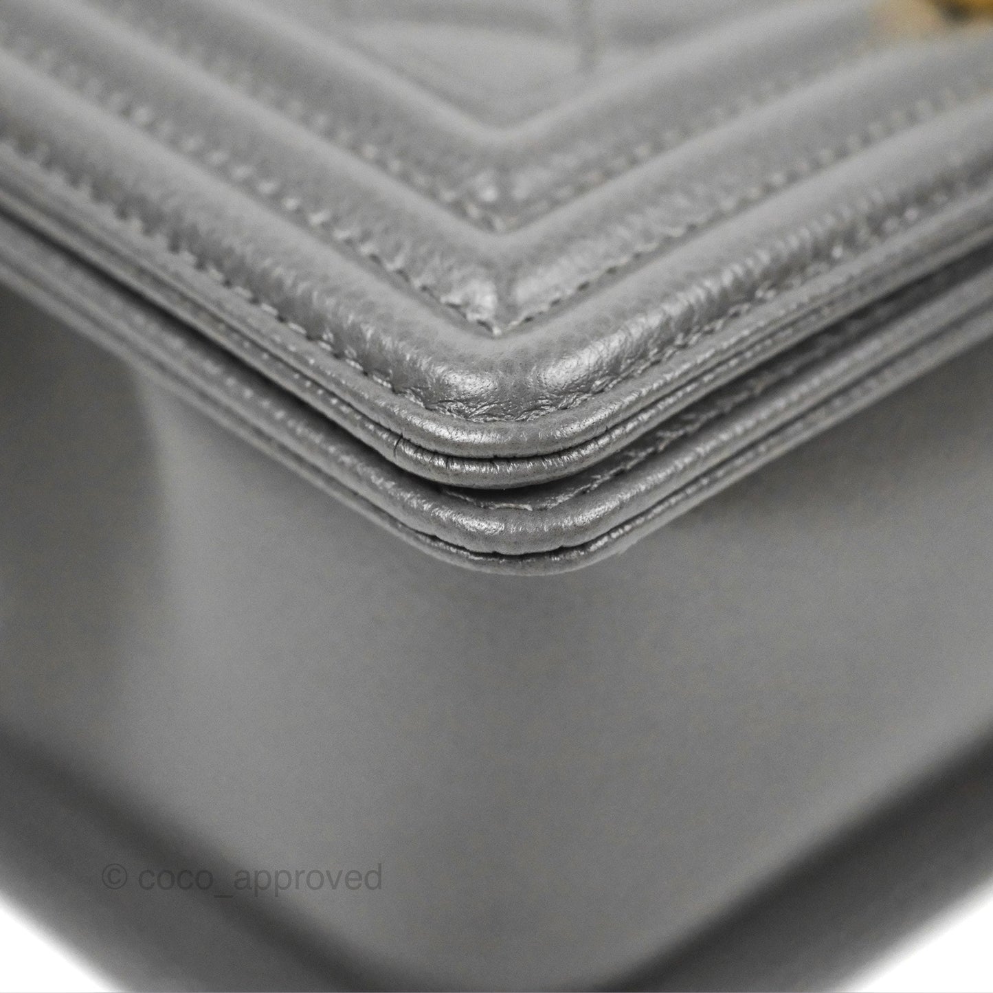 Chanel Small Boy Dark Grey Caviar Aged Gold Hardware