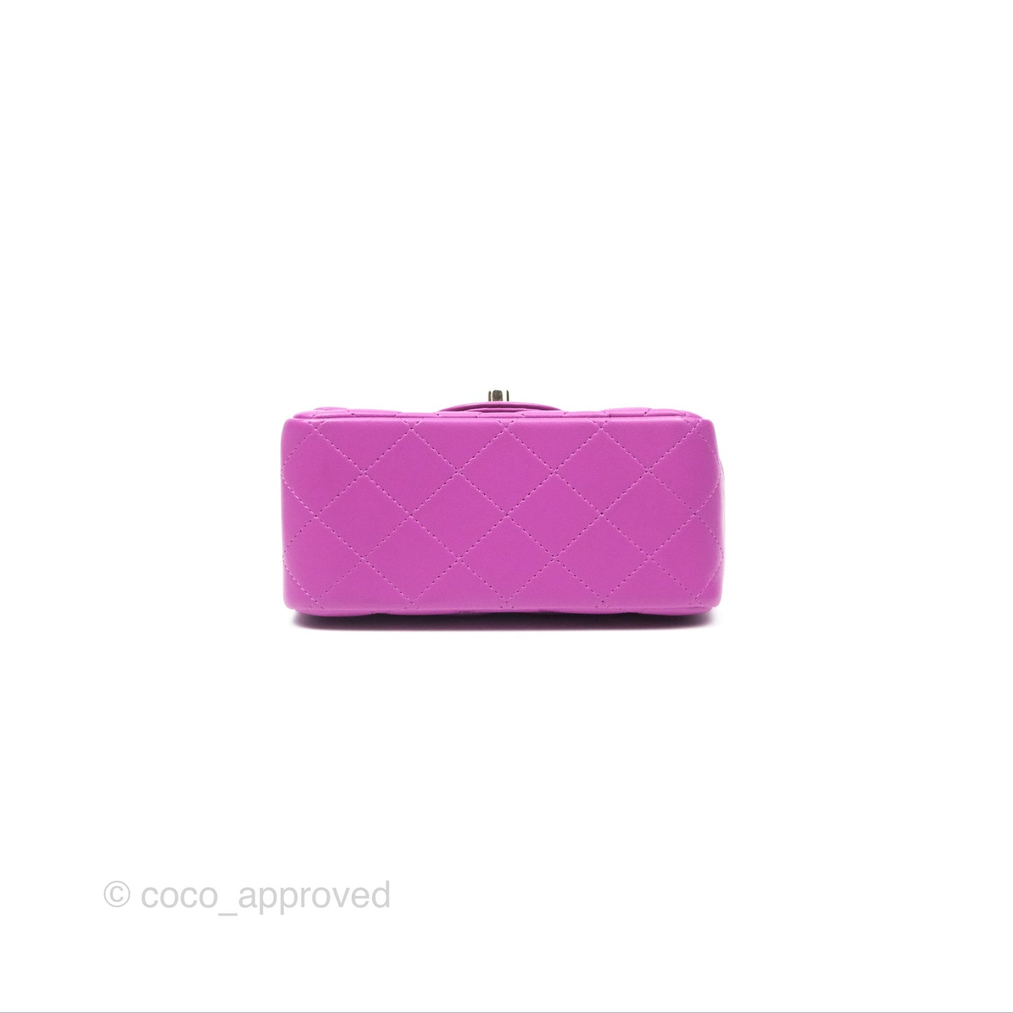 Chanel Mini Square Flap Quilted Purple Lambskin Gold Hardware