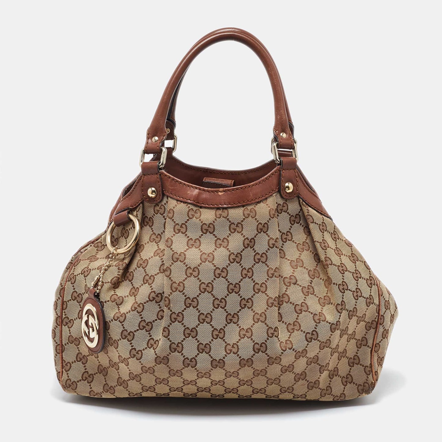 Luxury Gucci Trending 2025 Beige/brown Gg Canvas And Leather Medium Sukey Tote..