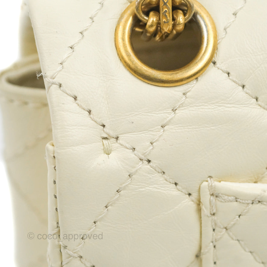 Chanel Mini Reissue 224 White Ivory Aged Calfskin Aged Gold Hardware