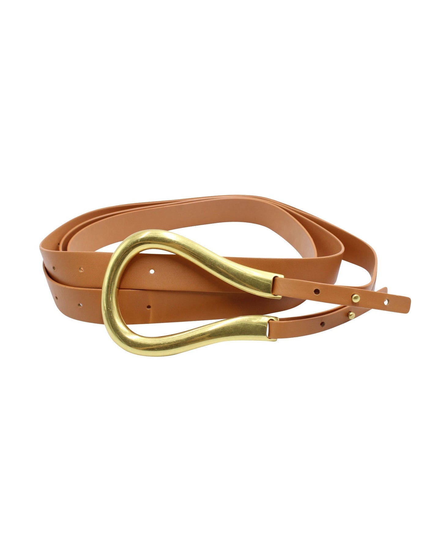 Luxury Bottega Veneta Curved Horseshoe Belt in Brown Leather
