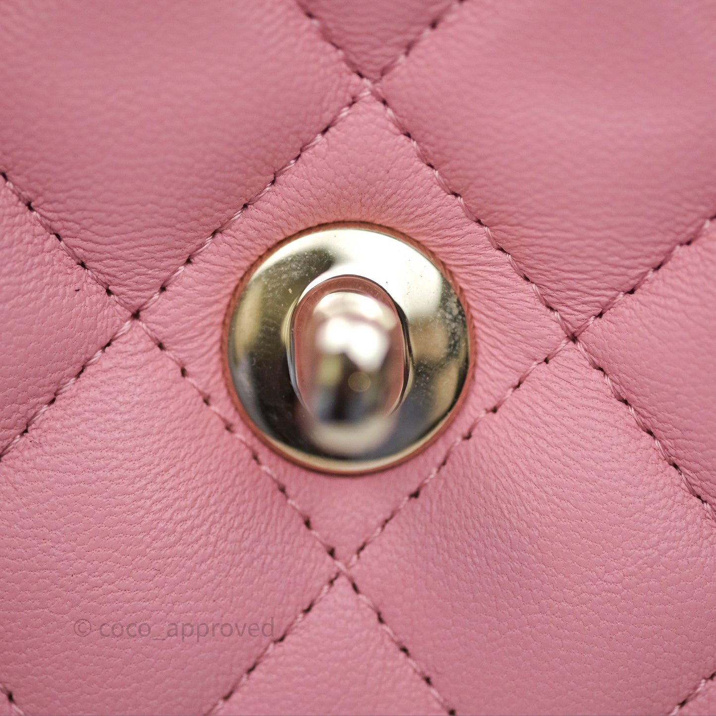 Chanel Mini Square Flap Quilted Pink Lambskin Gold Hardware