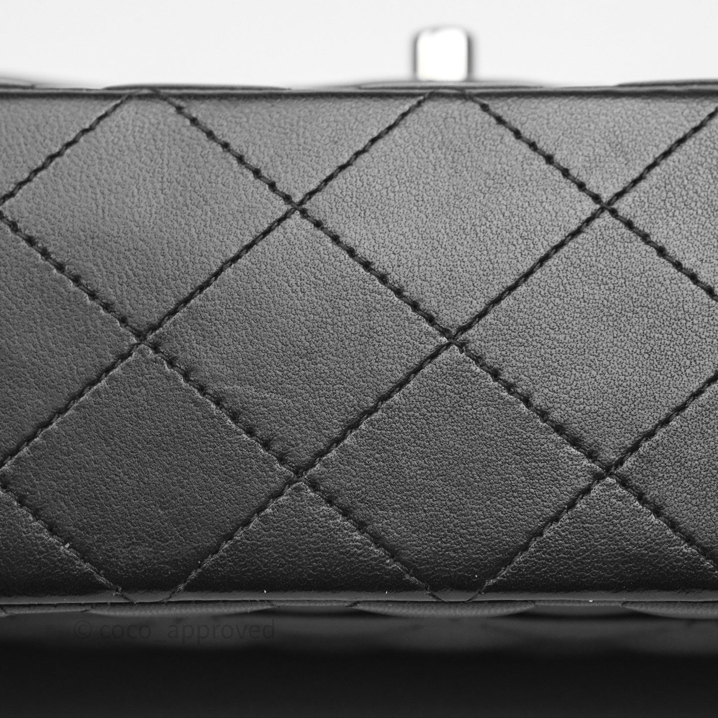 Chanel Classic M/L Medium Flap Quilted Black Lambskin Silver Hardware