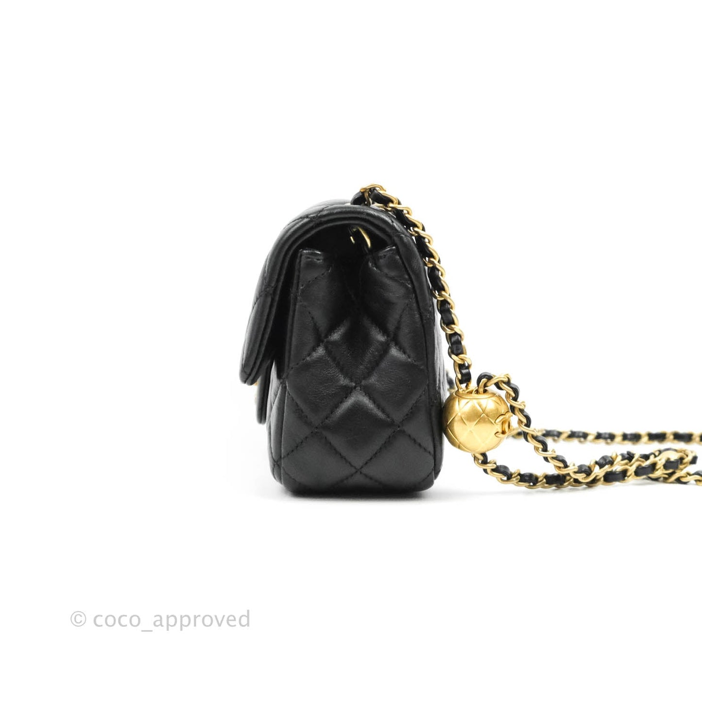 Chanel Mini Rectangular Pearl Crush Quilted Black Lambskin Gold Hardware