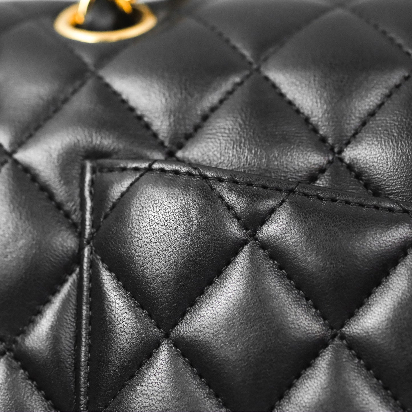 Chanel Small Classic Quilted Flap Black Lambskin Gold Hardware