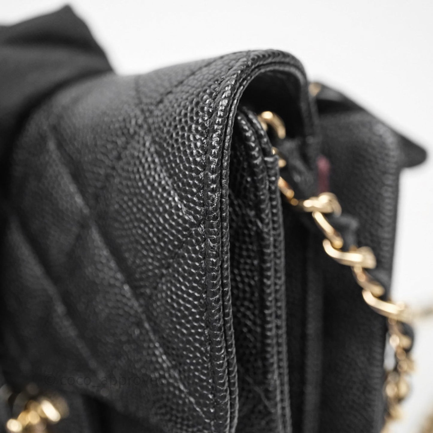 Chanel Quilted Mini Wallet on Chain WOC Black Caviar Gold Hardware