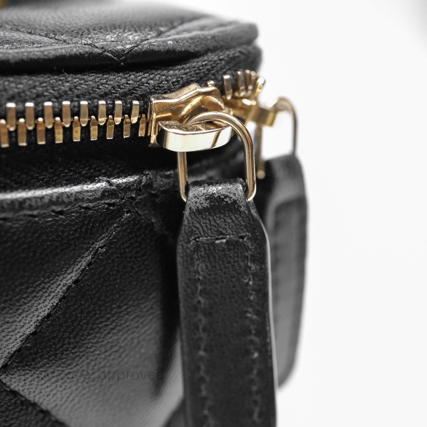 Chanel Vanity Rectangular Top Handle Black Lambskin Gold Hardware