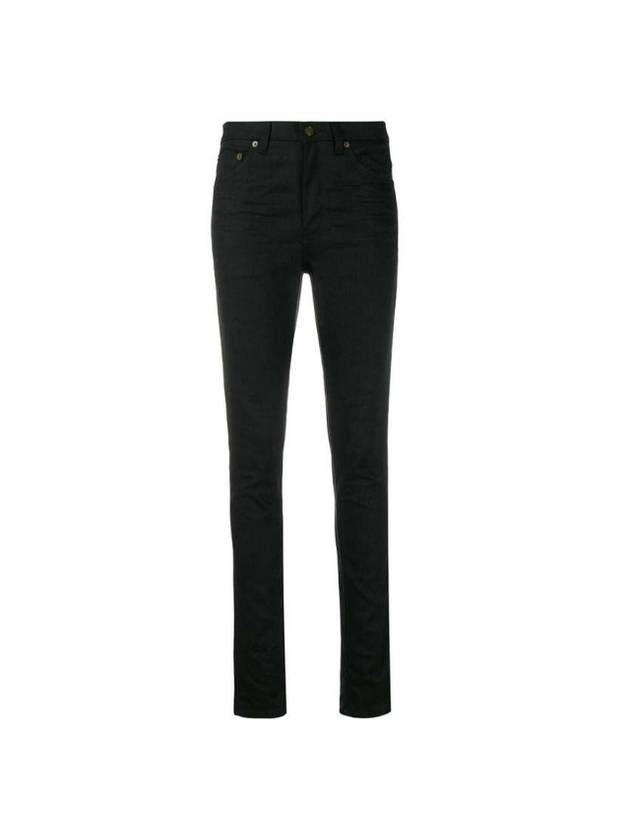 Luxury Saint Laurent Mid Rise Cotton Skinny Jeans Black