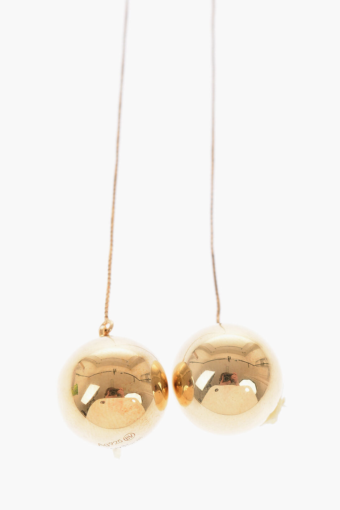 Luxury Bottega Veneta Golden Necklace With Double Ball Pendant
