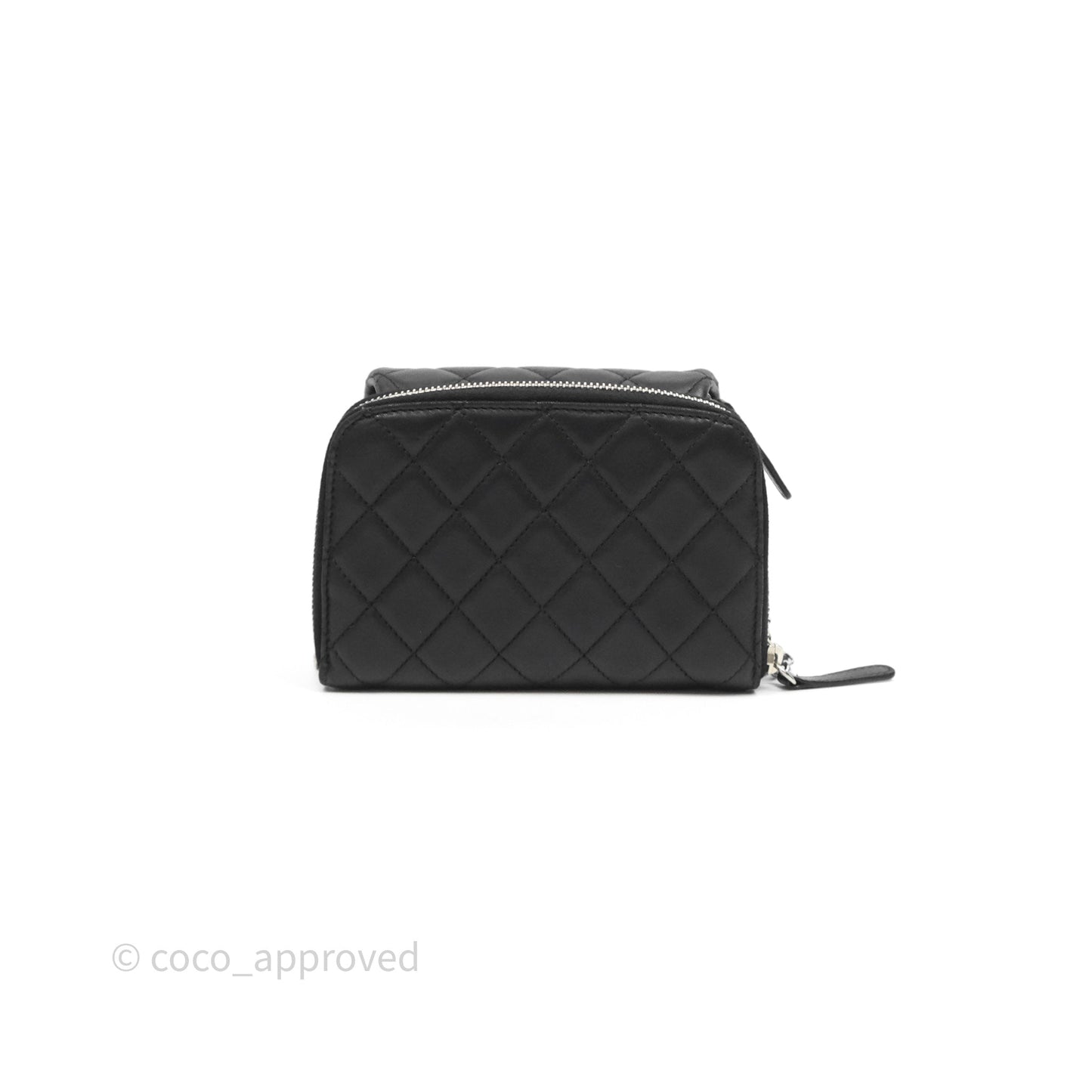 Chanel Mini Quilted Double Pouch Bag Lambskin Sliver Hardware