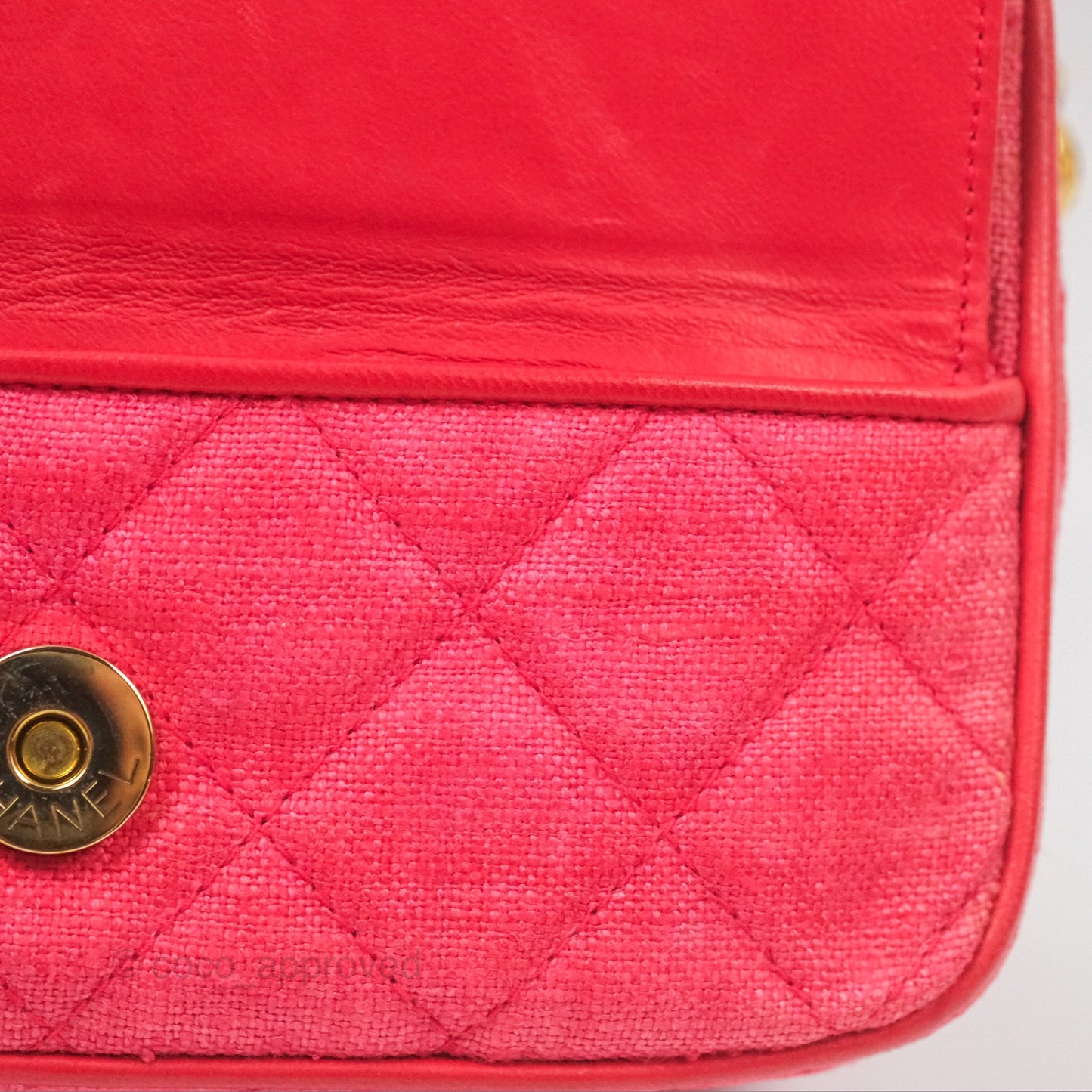 Chanel Vintage Small Tassel Camera Bag Dark Pink Canvas Gold Hardware
