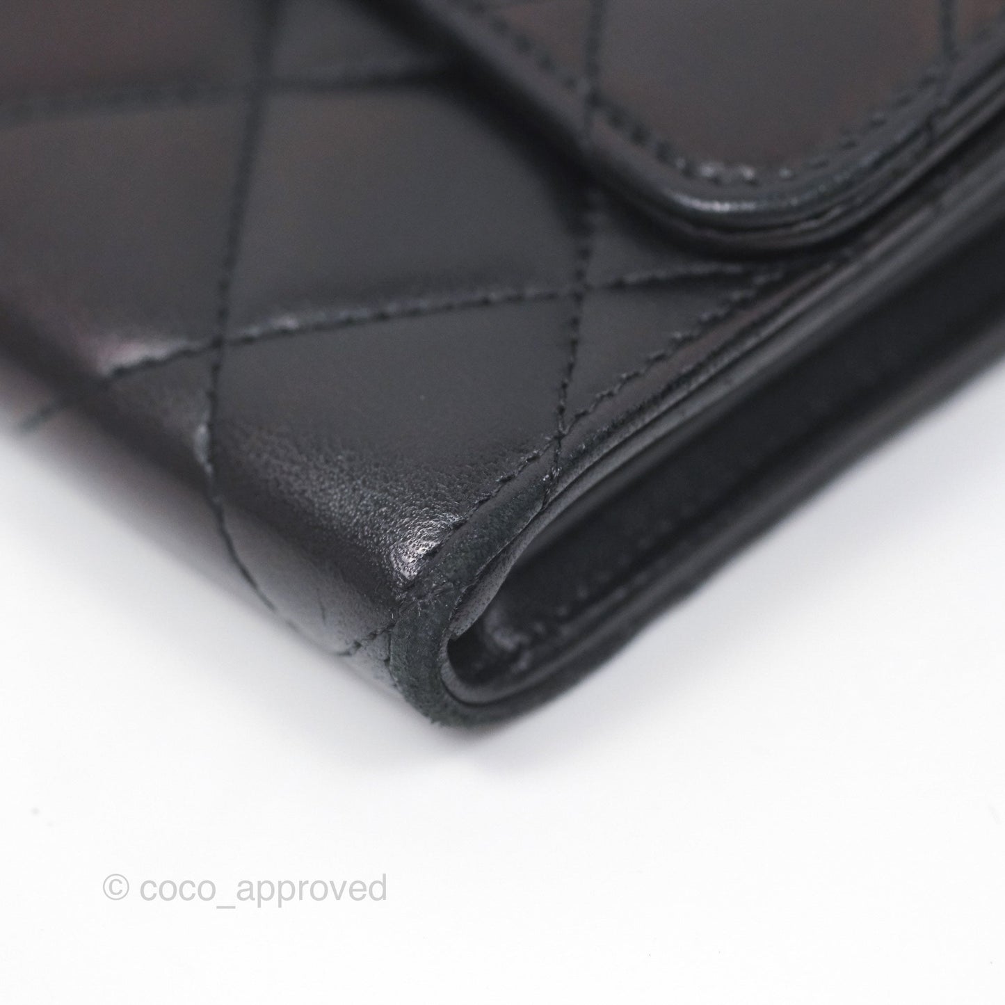 Chanel Quilted Classic Zip Long Wallet Black Lambskin Silver Hardware