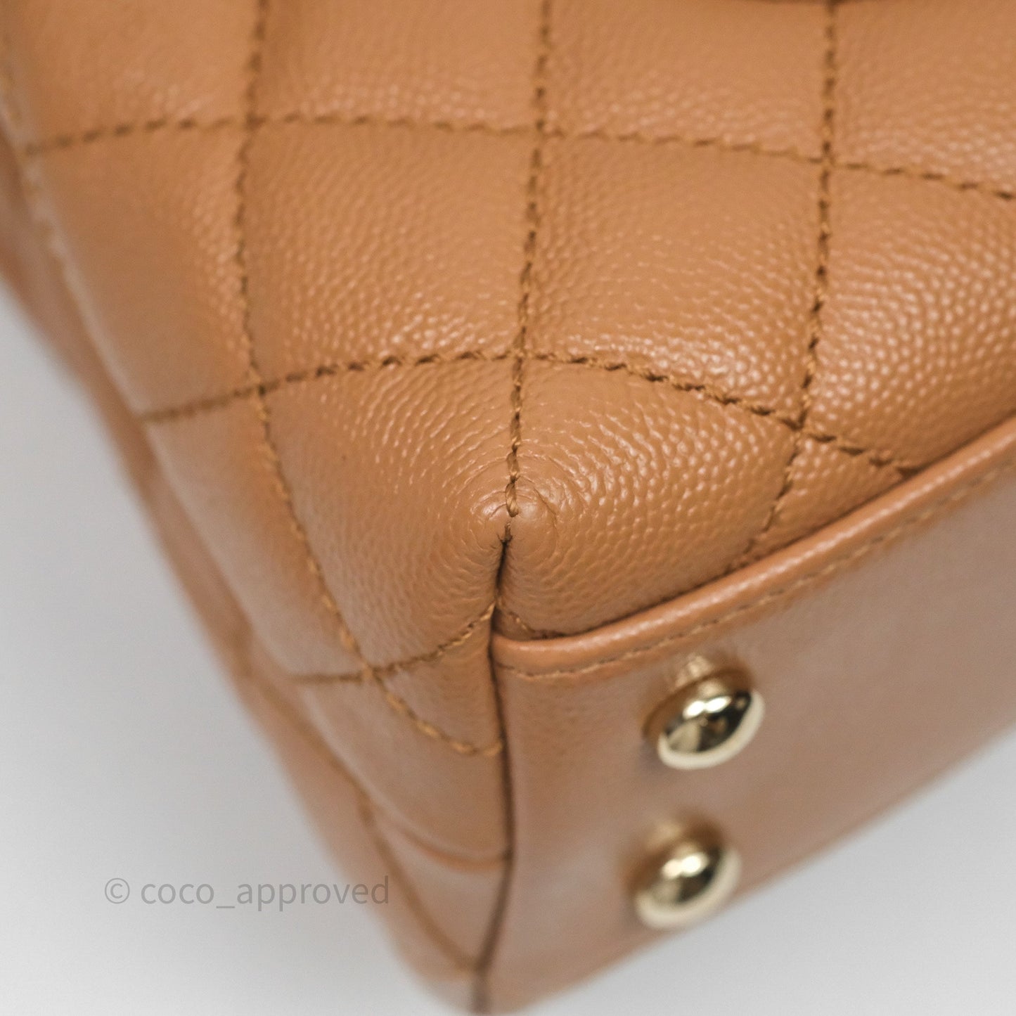 Chanel Small Coco Handle Dark Beige Caramel Caviar Gold Hardware