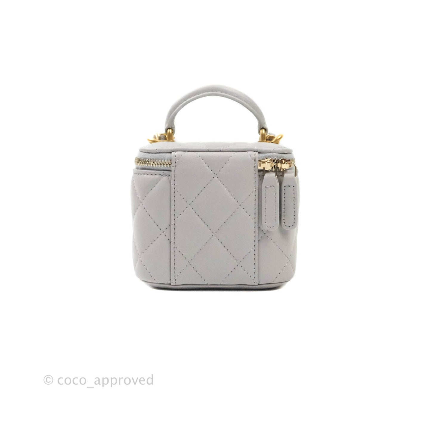 Chanel Small Vanity With Chain Grey Lambskin Aged Gold Hardware