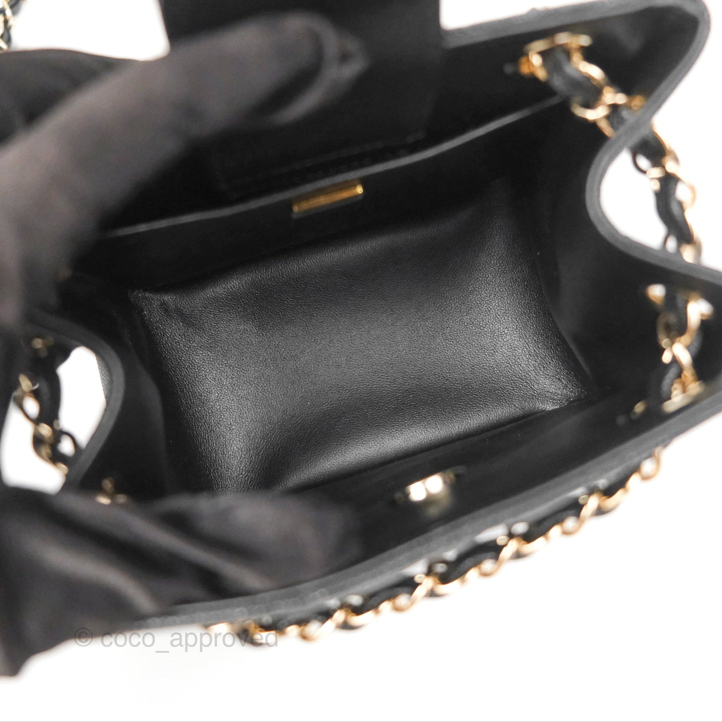 Chanel Mini Bucket Tote Black Caviar Gold Hardware 22S
