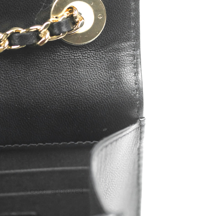 Chanel Mini Quilted Trendy CC Clutch With Chain Black Lambskin Gold Hardware