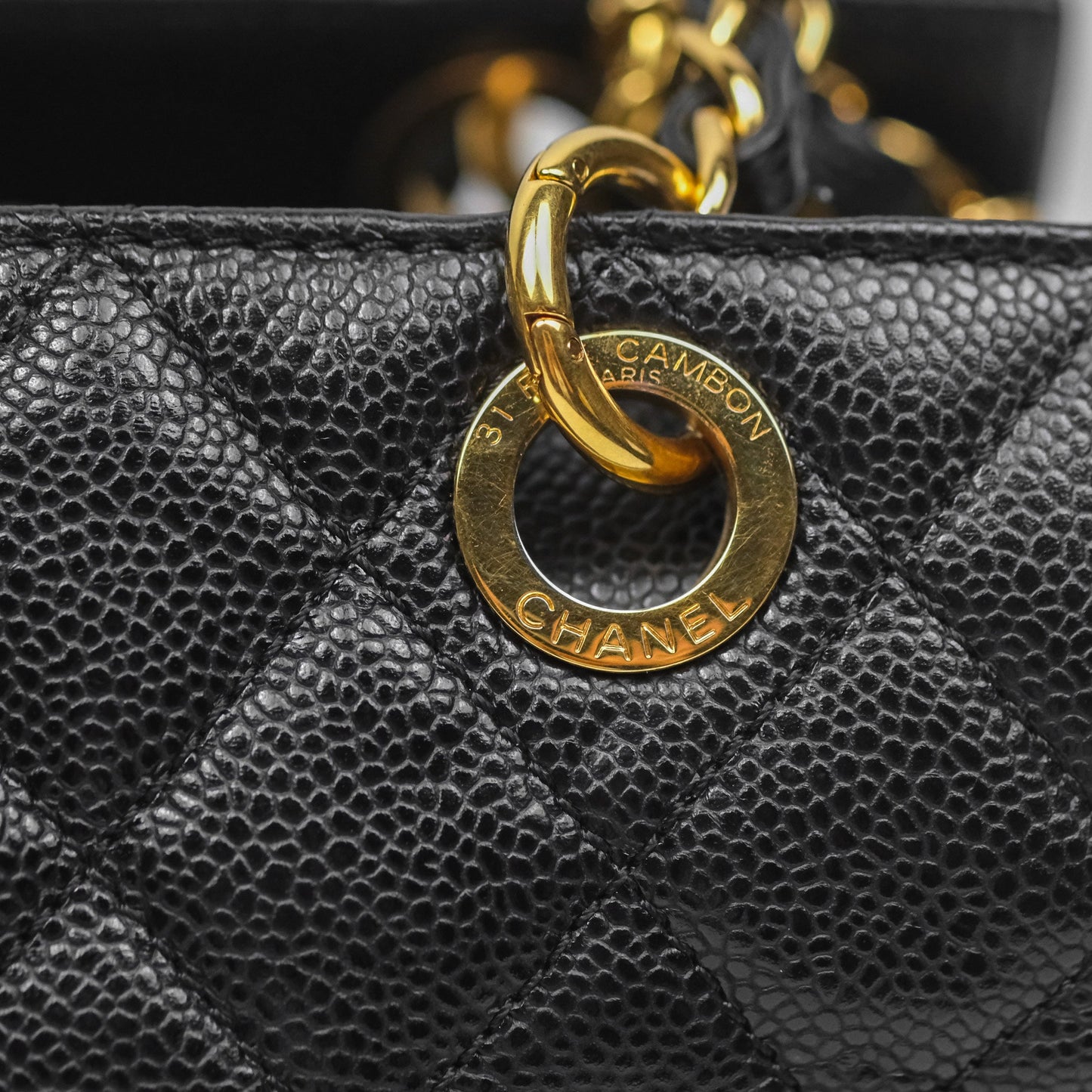 Chanel PTT Petite Timeless Shopping Tote Bag Black Caviar Gold Hardware