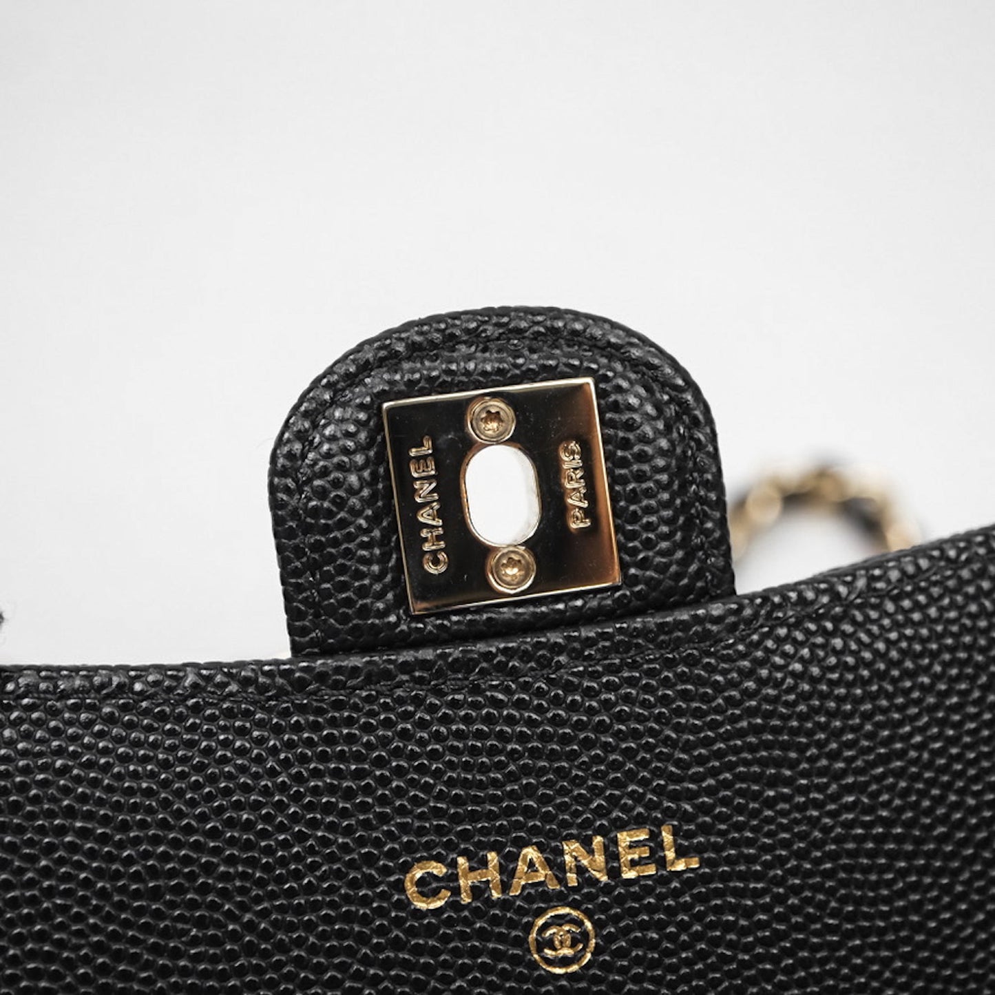 Chanel Quilted Mini Wallet on Chain WOC Black Caviar Gold Hardware