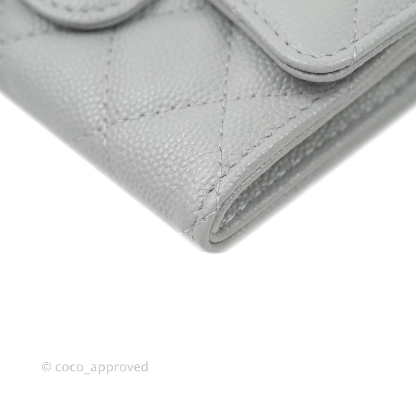 Chanel Caviar Quilted Flap Card Holder Grey Gold Hardware 21A