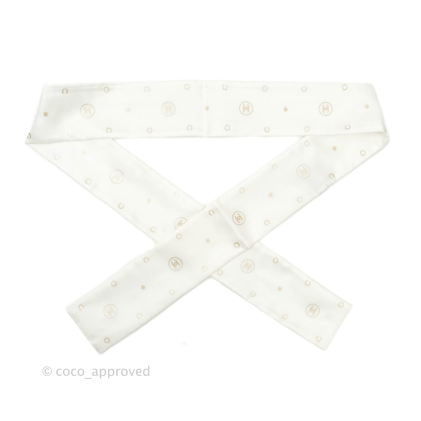 Chanel CC Silk Twilly in White Rose Gold