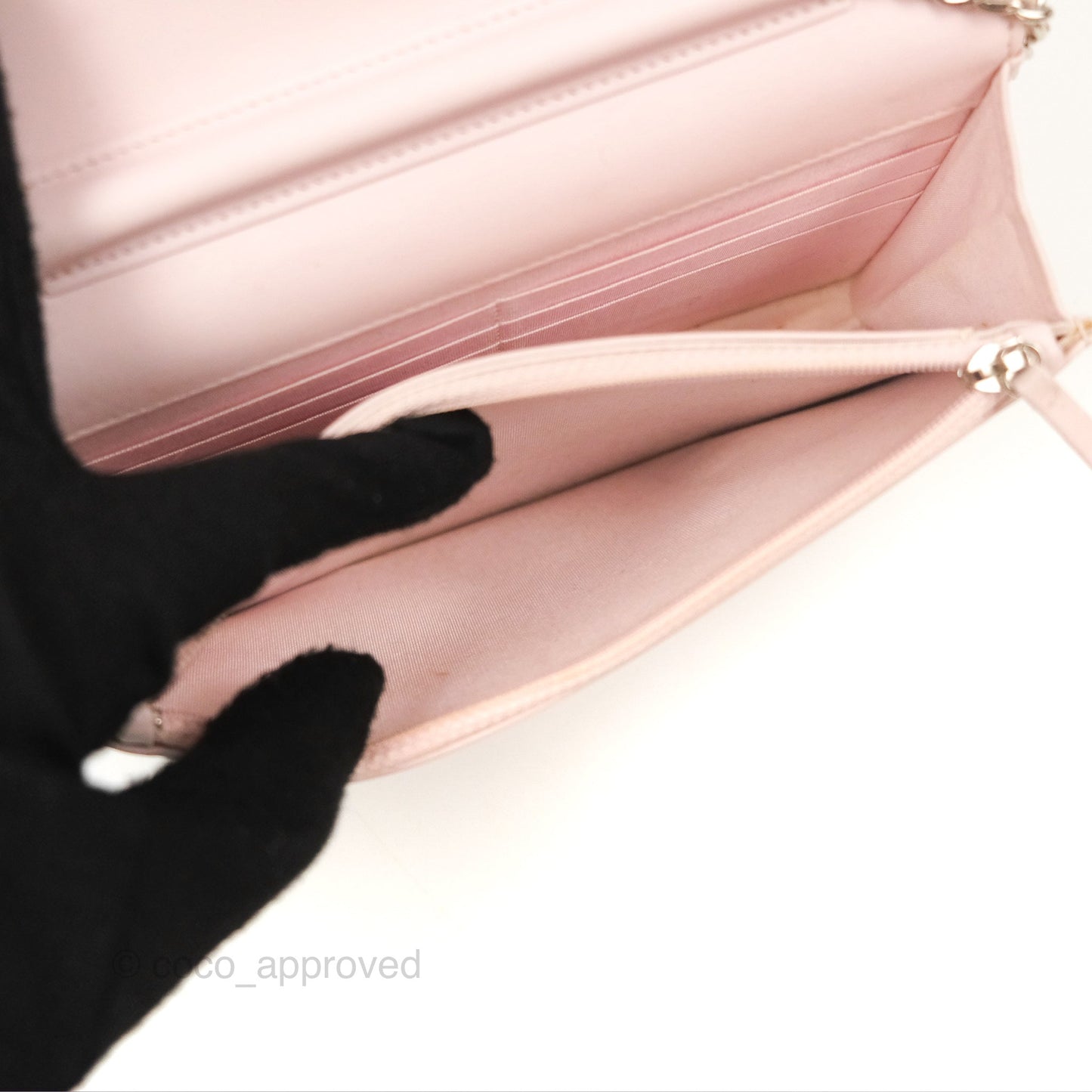 Chanel Deauville Wallet On Chain WOC Pink Canvas Silver Hardware