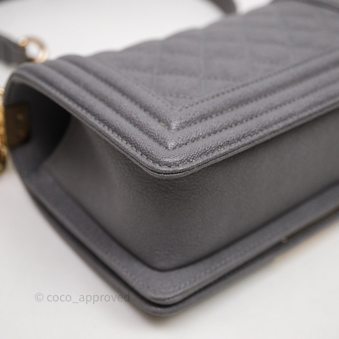 Chanel Small Boy Dark Grey Caviar Gold Hardware