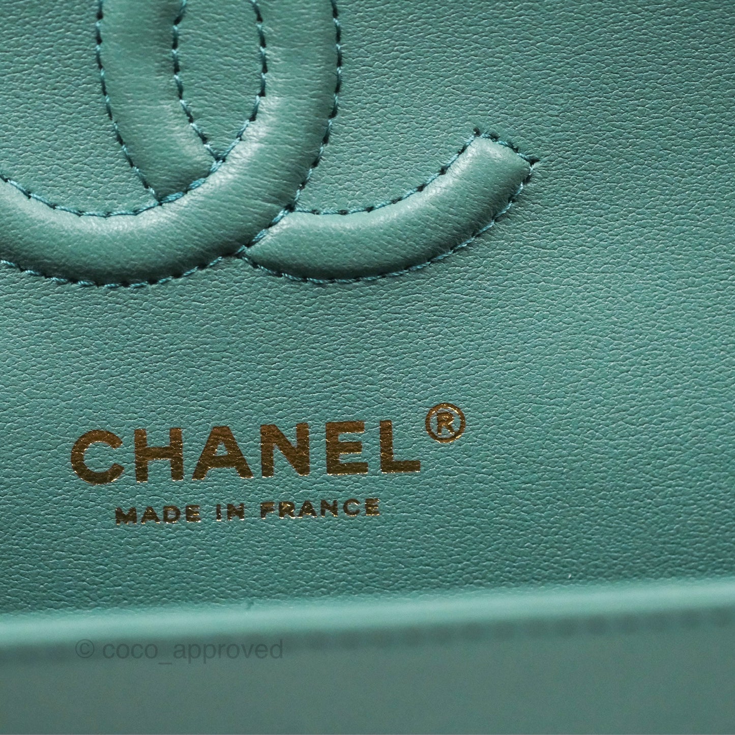 Chanel Small Quilted Classic Flap Dark Tiffany Green Lambskin Gold Hardware