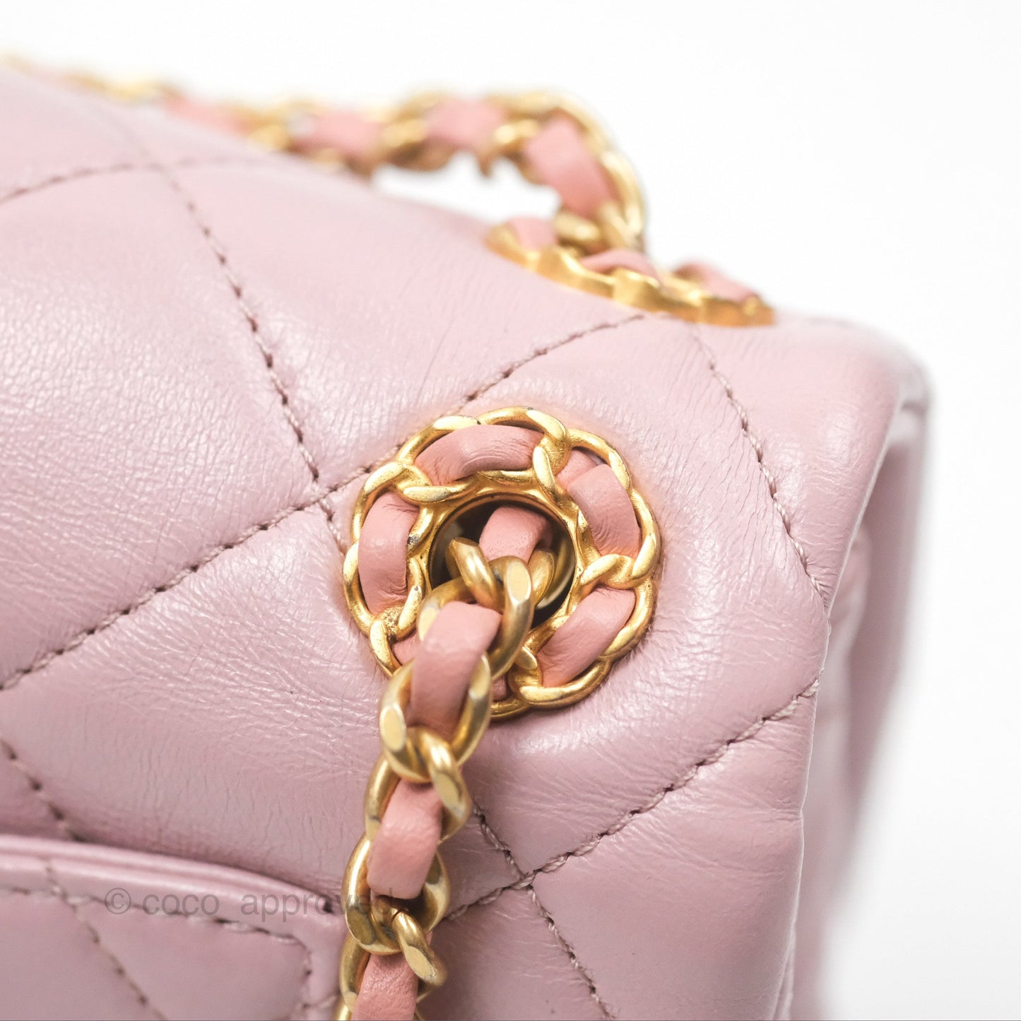 Chanel Flap Bag Dusty Pink Lambskin Aged Gold Hardware 24P