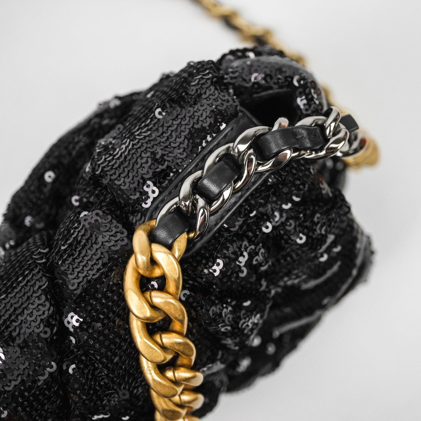 Chanel 19 Small Sequin Black Mixed Hardware