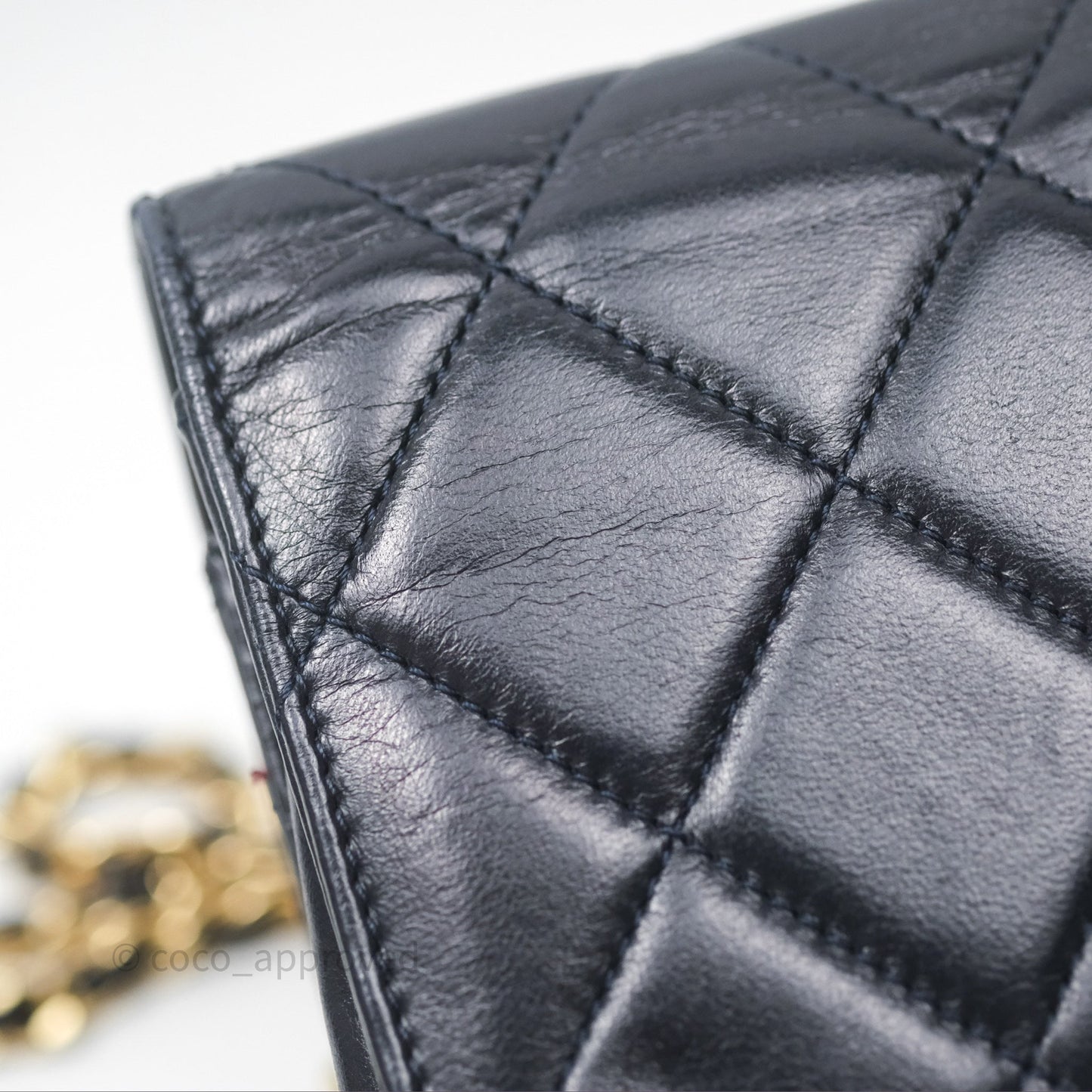 Chanel Golden Class Wallet on Chain WOC Navy Lambskin Gold Hardware
