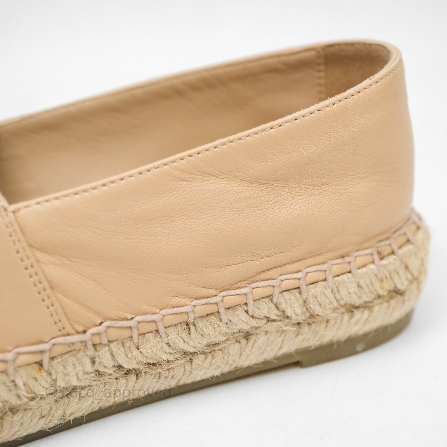 Chanel CC Espadrilles Beige Black Lambskin Size 36
